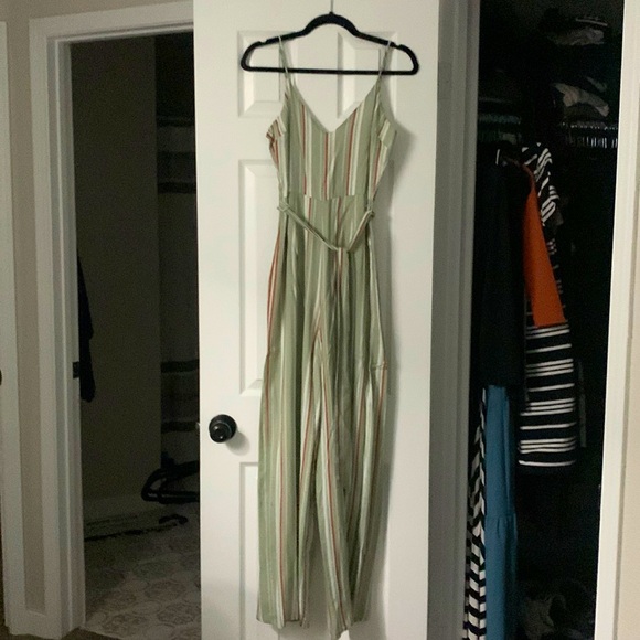 Magnolia South Wide Leg Jump Suit, Size Small, Mint Green Stripe - Picture 2 of 3